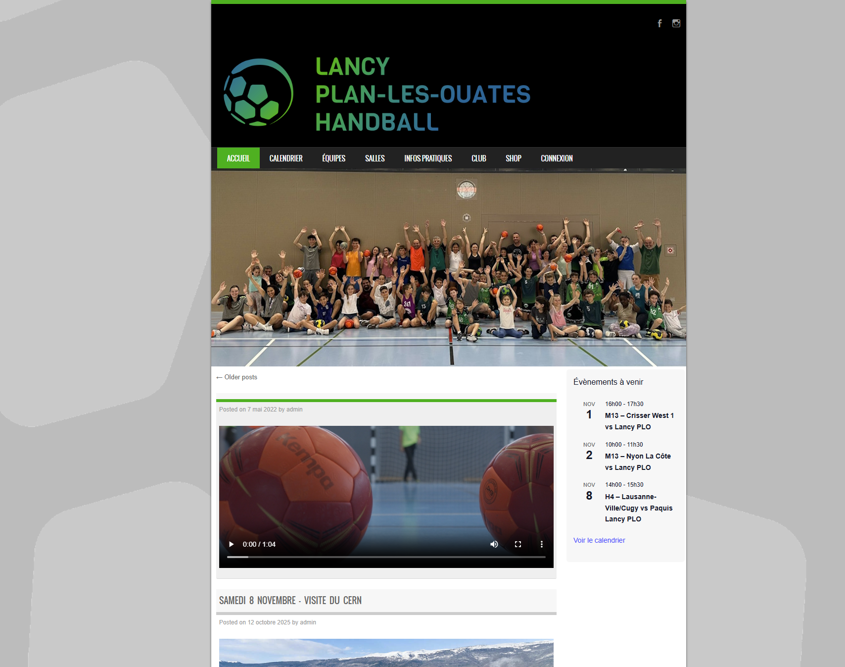Site wordpress du club de handball de Lancy Plan-Les-Ouates